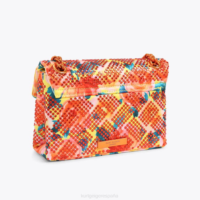 Kurt Geiger mujer Tela de Londres mini Kensington 2LPR13 | bolsas naranja